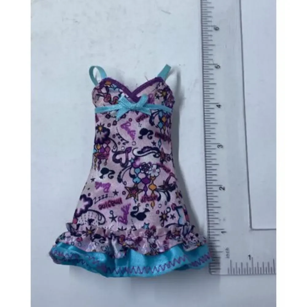 2011 Sister Slumber Party Barbie Doll Blue Pink Dress Nightie Fits SF Only